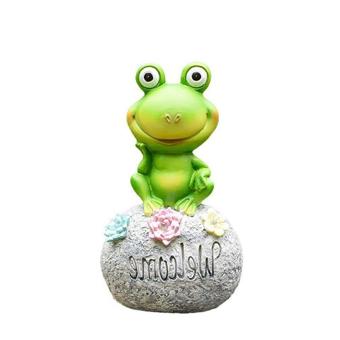 Frog Solar Lights Statue Decor For Garden