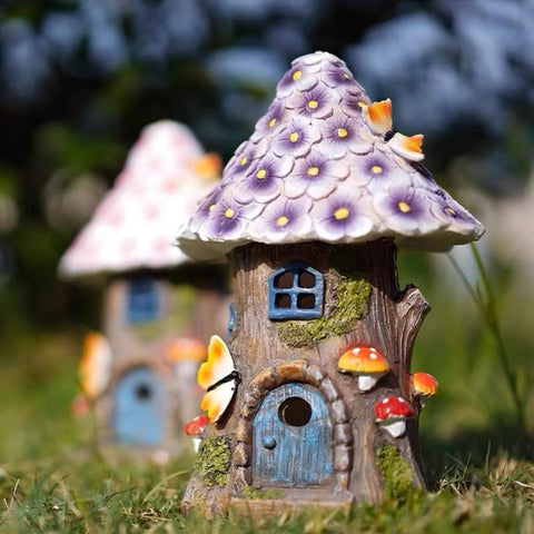 Solar Powered Flower Fairy Mushroom Treehouse Night Lights