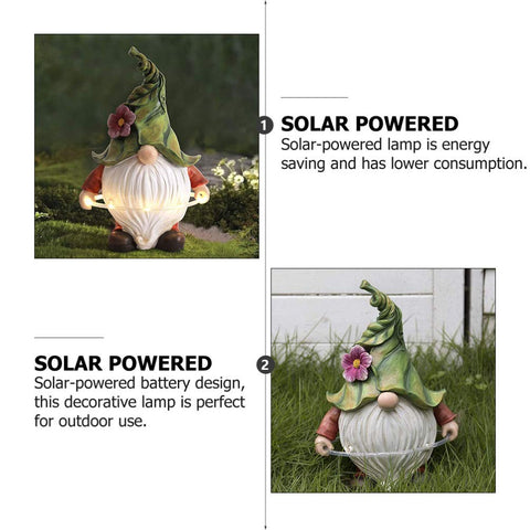 Solar Garden Gnome Statue Lights with LED Hula Hoop