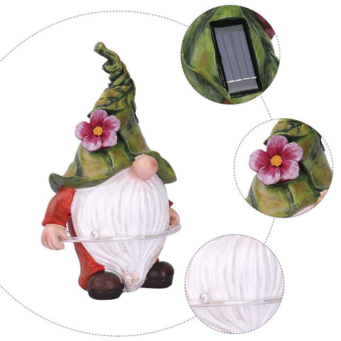 Solar Garden Gnome Statue Lights with LED Hula Hoop