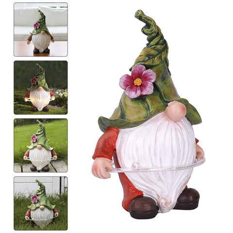 Solar Garden Gnome Statue Lights with LED Hula Hoop