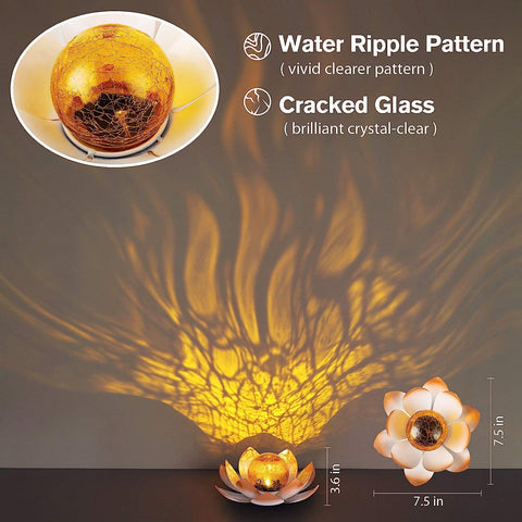 Garden Amber Crackle Globe Glass Lotus Solar Lights