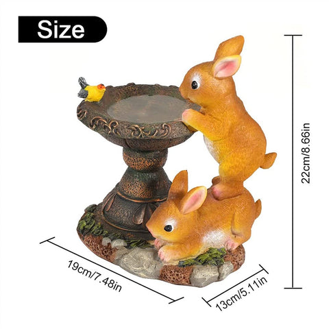 Solar Rabbit Bird Bath Statue Lights for Garden Lawn Decor