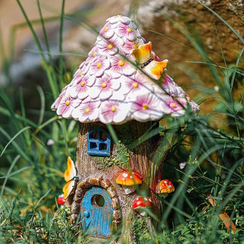 Solar Powered Flower Fairy Mushroom Treehouse Night Lights