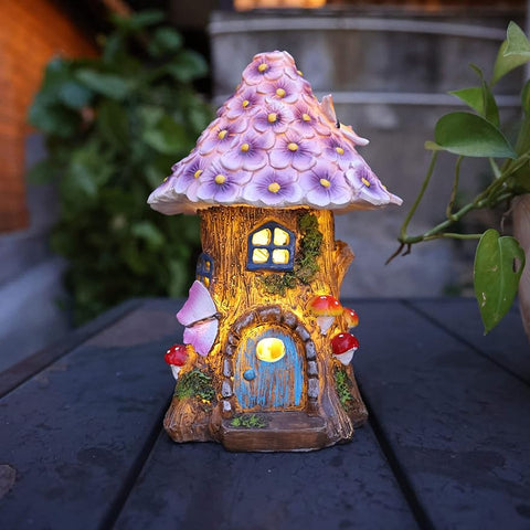 Solar Powered Flower Fairy Mushroom Treehouse Night Lights