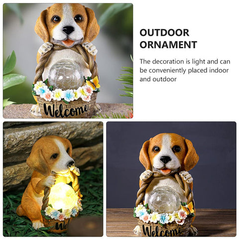 Solar Dog Ornaments Lights for Patio, Lawn, Yard