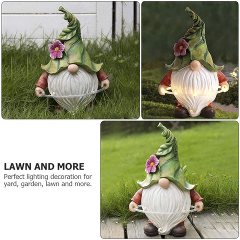 Solar Garden Gnome Statue Lights with LED Hula Hoop