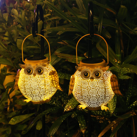 Garden Hanging Solar Owl Lanterns With Waterproof Metal