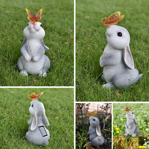 Rabbit with Solar Butterfly Changing Lights for Garden, Outdoor