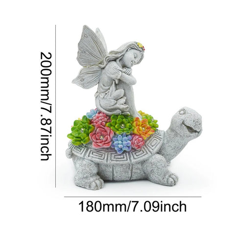 Garden Solar Powered Turtle Angel Statues for Lawn Decor