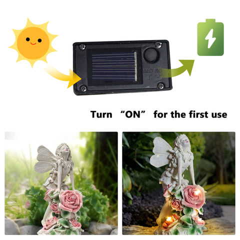 Solar Garden Flower Angel Statues Lights for Patio Lawn