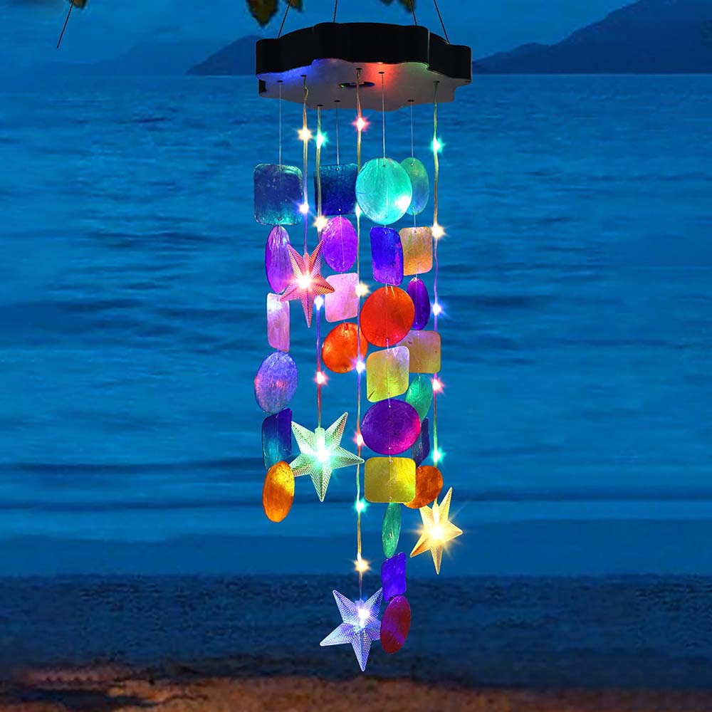 Colorful Shells Lights Solar Wind Chimes