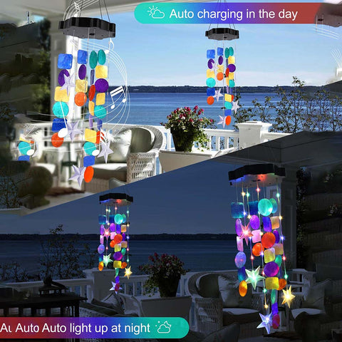 Colorful Shells Lights Solar Wind Chimes