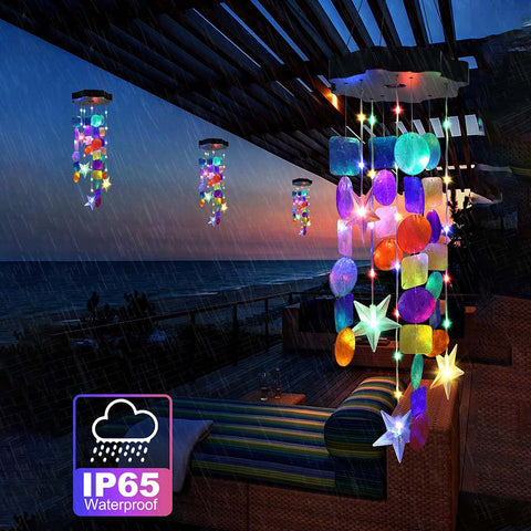 Colorful Shells Lights Solar Wind Chimes