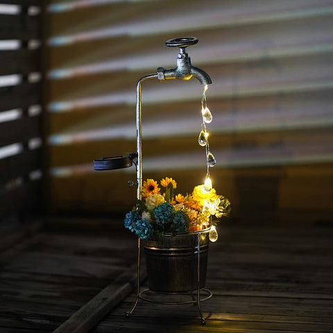 Solar Faucet Garden Stake with Planters