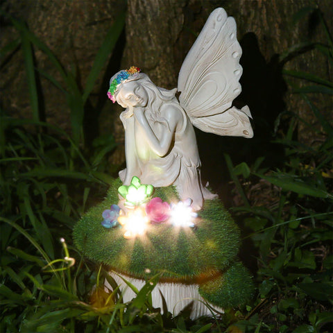 Sleeping Fairy Statue with Solar Light Garden Decoration