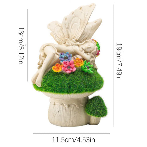 Sleeping Fairy Statue with Solar Light Garden Decoration