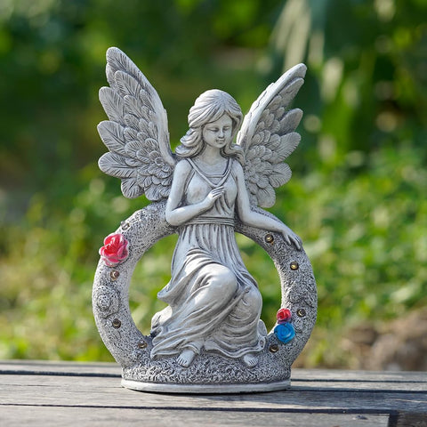 Solar Angel Garden Statues with 8 LED Lights, Perfect Housewarming Gift