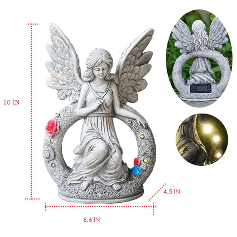 Solar Angel Garden Statues with 8 LED Lights, Perfect Housewarming Gift