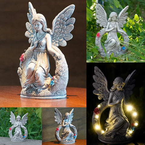 Solar Angel Garden Statues with 8 LED Lights, Perfect Housewarming Gift