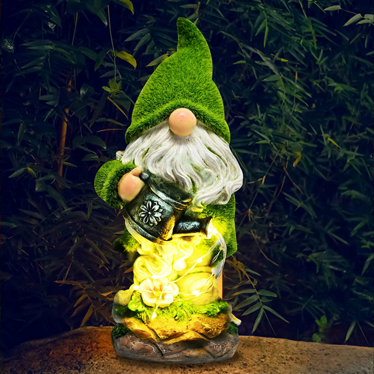 Garden Statues Gnome Decor with Solar LED Lights