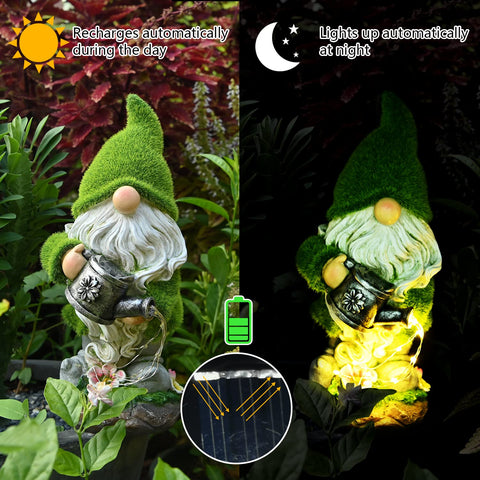 Garden Statues Gnome Decor with Solar LED Lights