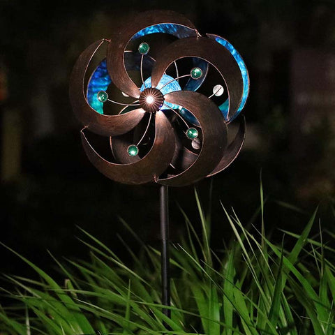 Bronze Wind Spinner with Multi-Color LED Solar Light