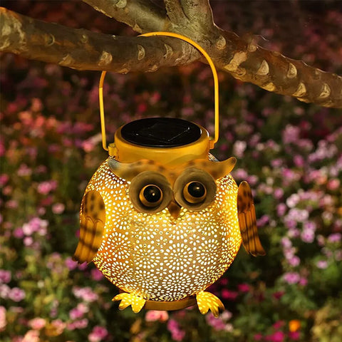 Garden Hanging Solar Owl Lanterns With Waterproof Metal