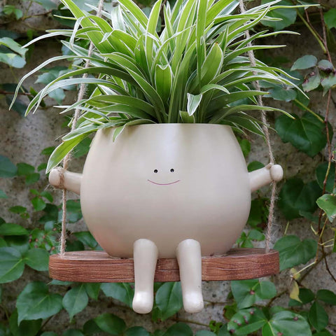 Plus Size Hanging Swing Face Planter Pot