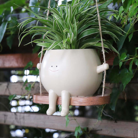 Plus Size Hanging Swing Face Planter Pot