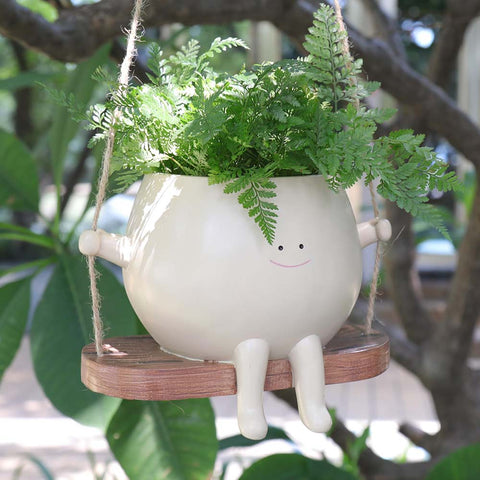 Plus Size Hanging Swing Face Planter Pot