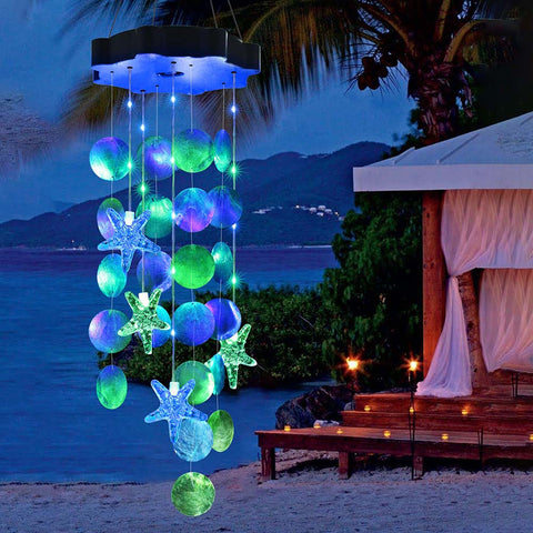 Colorful Shells Lights Solar Wind Chimes