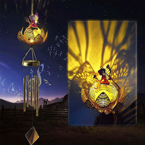 Solar Fairy Wind Chime Lotus Light