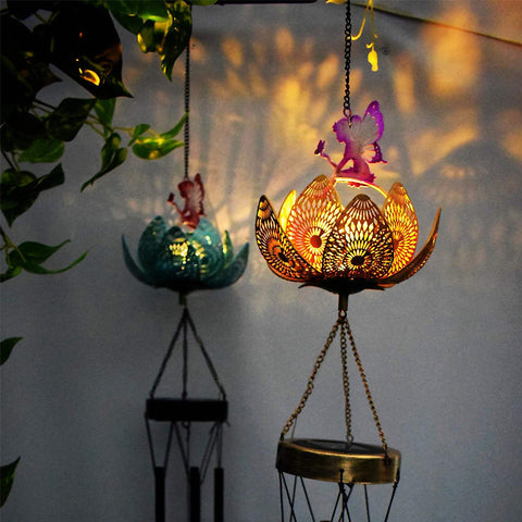 Solar Fairy Wind Chime Lotus Light