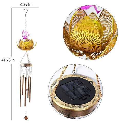 Solar Fairy Wind Chime Lotus Light