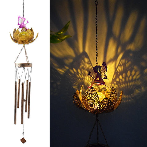 Solar Fairy Wind Chime Lotus Light