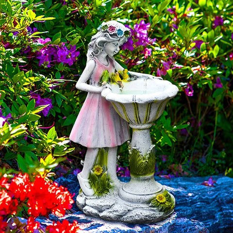 Solar Flower Fairy Statues for Garden Ornaments