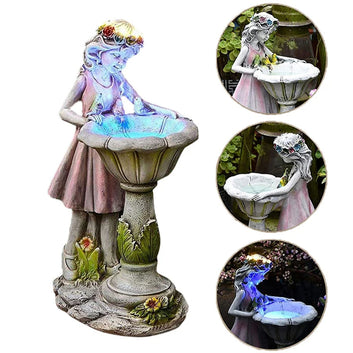 Solar Flower Fairy Statues for Garden Ornaments