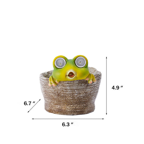 Solar Frog Light Planter Pot Garden Decoration