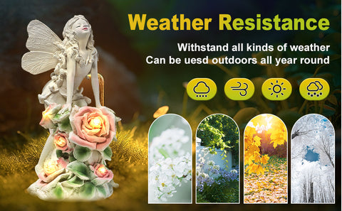 Solar Garden Flower Angel Statues Lights for Patio Lawn