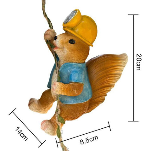 Solar Lighted Climbing Squirrel Figurine for Outdoor Garden Decoration