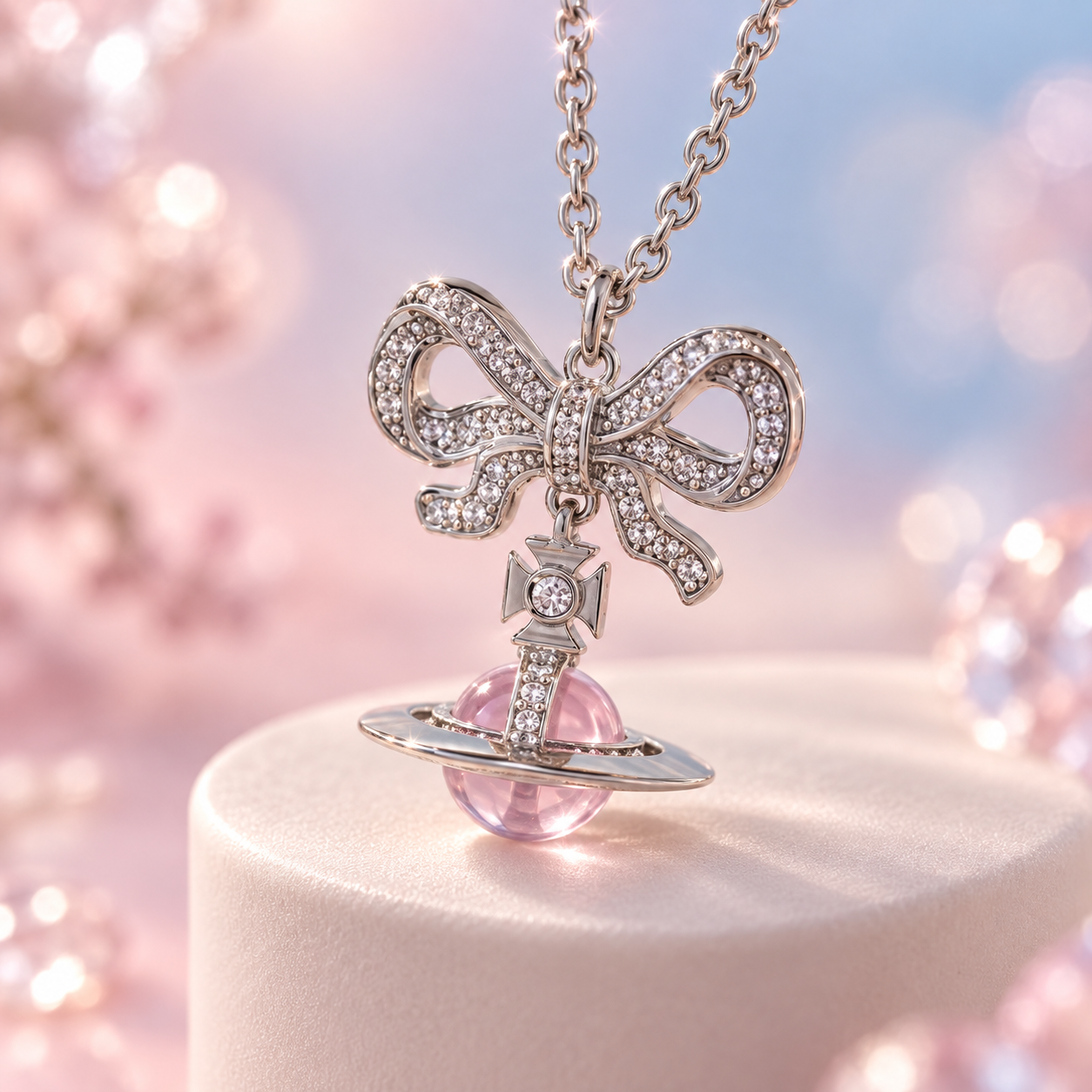 Колие Celestial с панделка и сфера Сатурн - Image 4